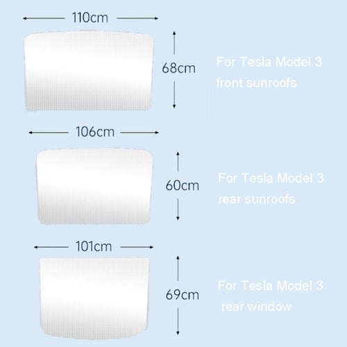 2pcs /Set For Tesla Model 3 Ice Crystal Sunshade Car Roof Front And Rear Sunroof Shade