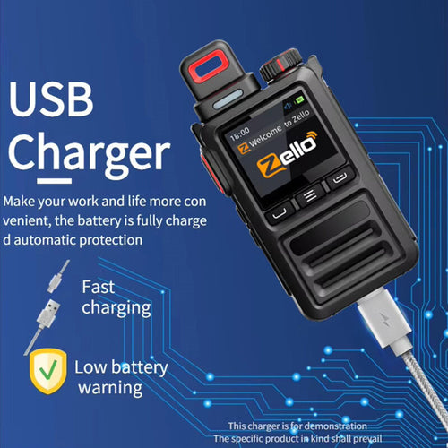 Zello 4G Walkie Talkie Poc Radio Android IP45 Waterproof Dustproof Global GPS WiFi bluetooth High Fidelity Sound Fast USB Charging