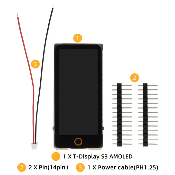 T-Display-S3 AMOLED Touch Screen ESP32-S3 1.91-inch RM67162 Display Development Board WiFi Bluetooth 5.0 Wireless Module