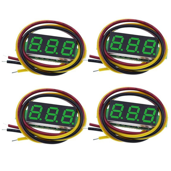 4pcs Digital Mini Digital Voltmeter 0.28Inch Three-Line 0-100V Digital Voltmeter Gauge Tester LED Display Panel Voltmeter