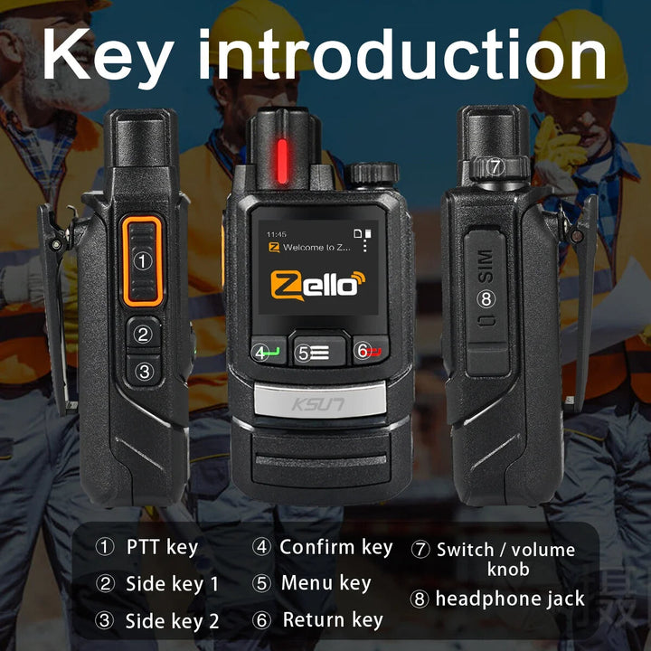 KSUN ZL60 Zello LTE GSM 4G Network PoC GPS PTT Intercom Two Way Radio 1000km Long Range Android WiFi Walkie-Talkie