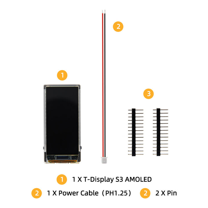 T-Display-S3 AMOLED ESP32-S3 1.91-inch RM67162 Display Development Board WiFi Bluetooth 5.0 Wireless Module