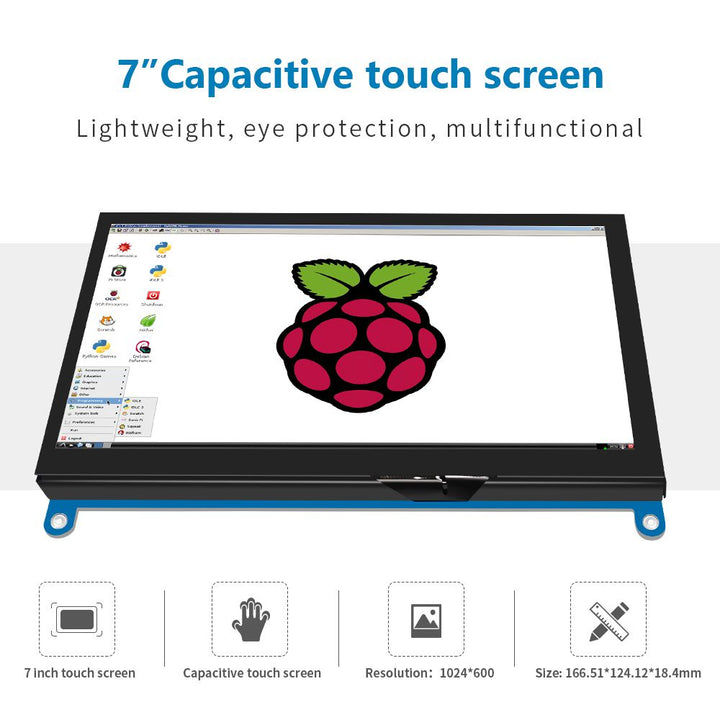 7Inch IPS/TN AIDA64 LCD Display mini pc Touch HDMI Module 1024 x 600 for Raspberry Pi 3 Pi4 PC Monitor Moniteur Orange pi