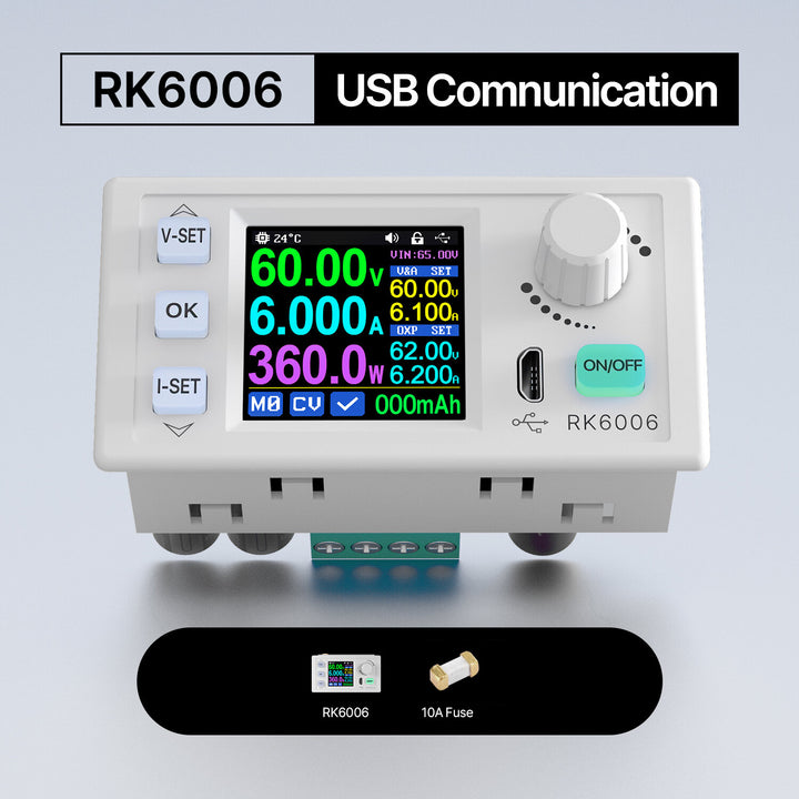 RK6006/RK6006-BT 60V 6A 4 Digit Communication 360W Adjustable Digital DC to DC Step Down Voltage Bench Power Supply Buck Converter