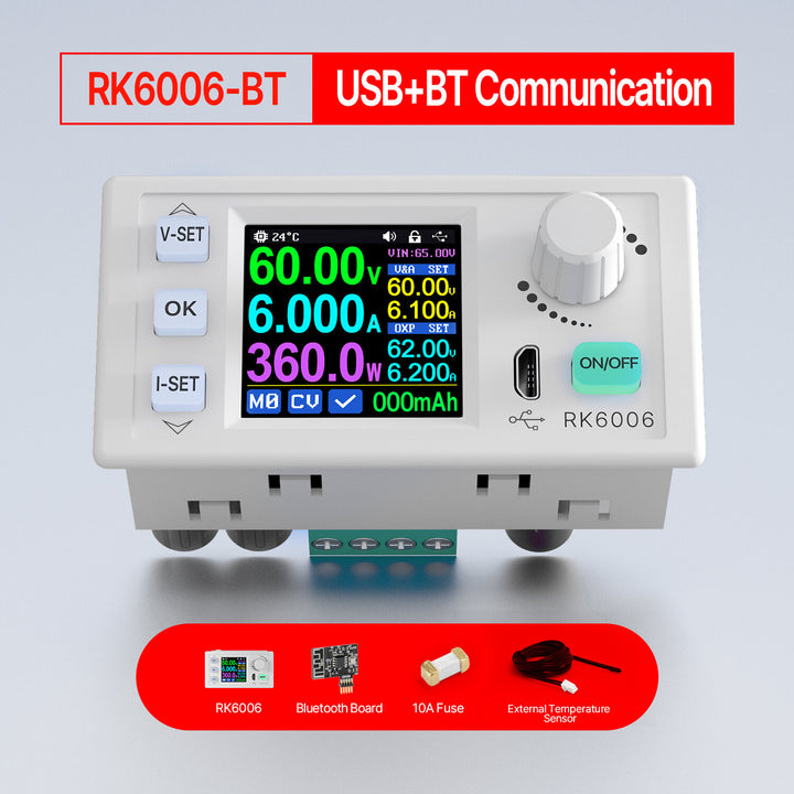 RK6006/RK6006-BT 60V 6A 4 Digit Communication 360W Adjustable Digital DC to DC Step Down Voltage Bench Power Supply Buck Converter