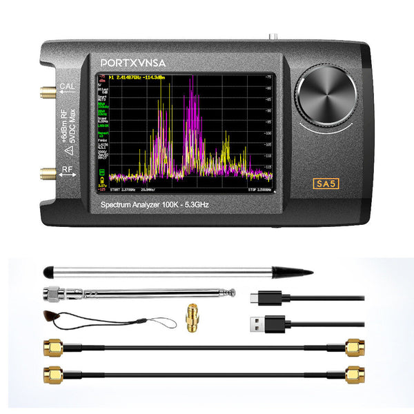 PORTXVNSA 4 inch IPS LCD SA5 Multi-function Handheld Spectrum Analyzer 100k-5.3GHz Signal Generator