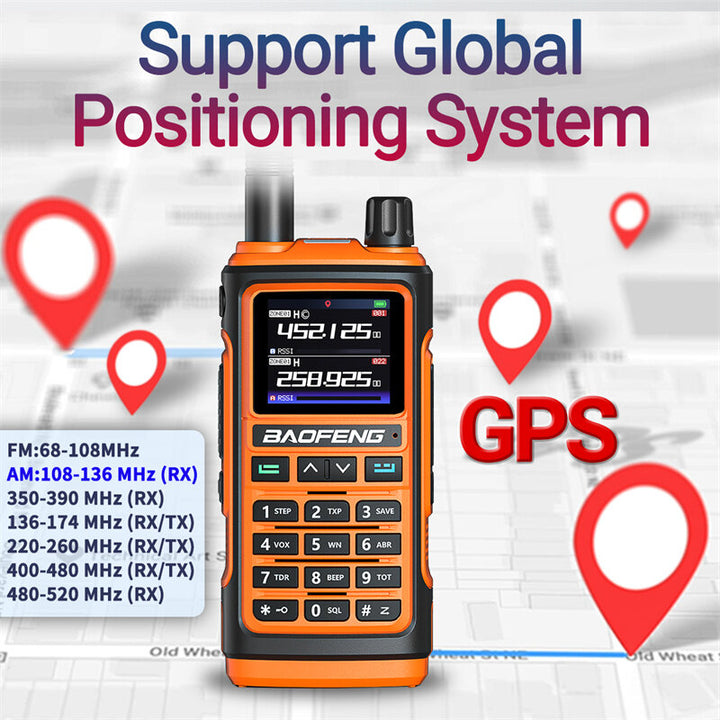 Baofeng UV-17 Pro GPS Handheld Walkie Talkie Six Bands Wireless Copy Frequency Flashlight Type-C Charger Ham Transceiver FM Radio