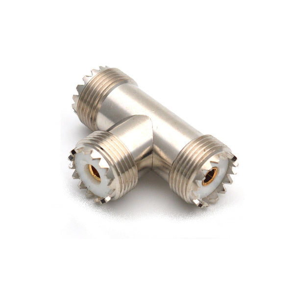 RF Adapter Metal T Type UHF Jack to UHF Jack Free Hanging 50  Ohm