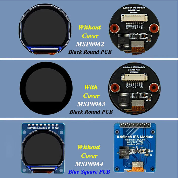 0.96 Inch 240x198 ST7789 Round Circular IPS SPI LCD Module Panel Display Screen for Arduinos ESP32 Raspberry Pi STM32 CH32 C51