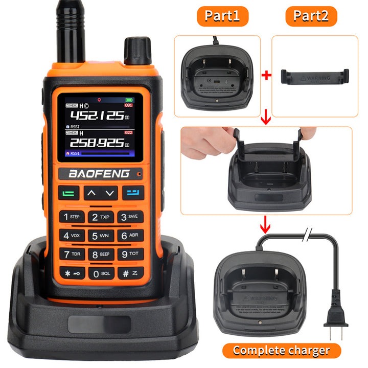 2Pcs Black Baofeng UV-17 Pro GPS Handheld Walkie Talkie Six Bands Wireless Copy Frequency Flashlight Type-C Charger Ham Transceiver FM Radio