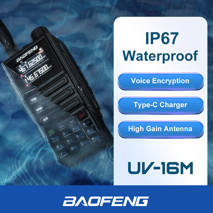 Baofeng UV16M Walkie Talkie AM FM Multi-band Long Range Powerful Two Way Radio 999 CH Wirless Copy Frequency Waterproof Transceiver NOAA Weather Walkie Talkie