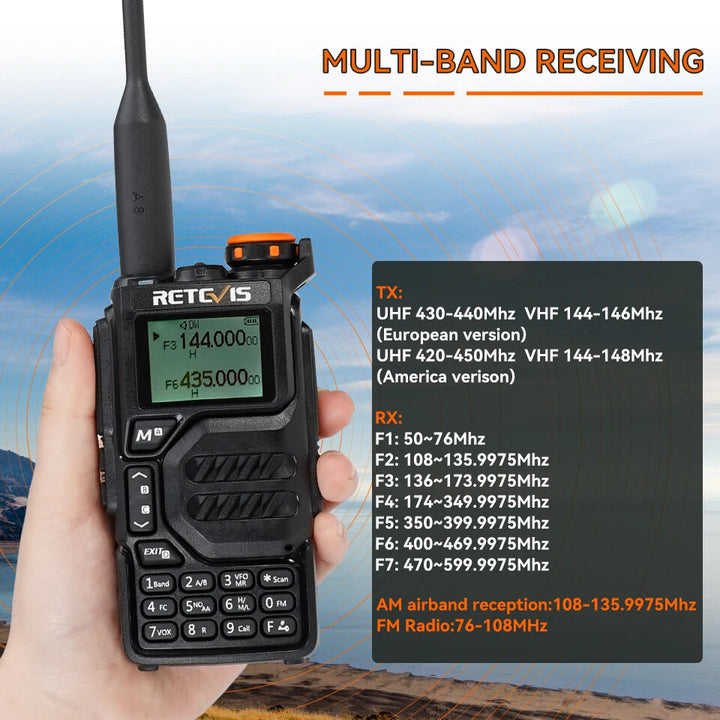 Retevis RA79 5W UV Dual Band Walkie Talkie AM FM Airband Frequency Receiving Multi-Band Receiving USB-C Charging Ham Portable Handheld Two Way Radio