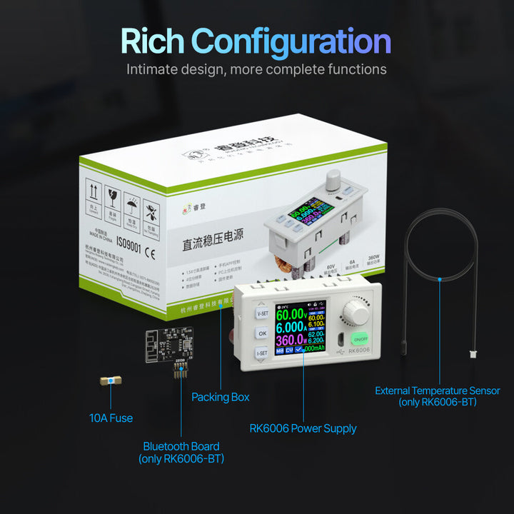 RK6006/RK6006-BT 60V 6A 4 Digit Communication 360W Adjustable Digital DC to DC Step Down Voltage Bench Power Supply Buck Converter