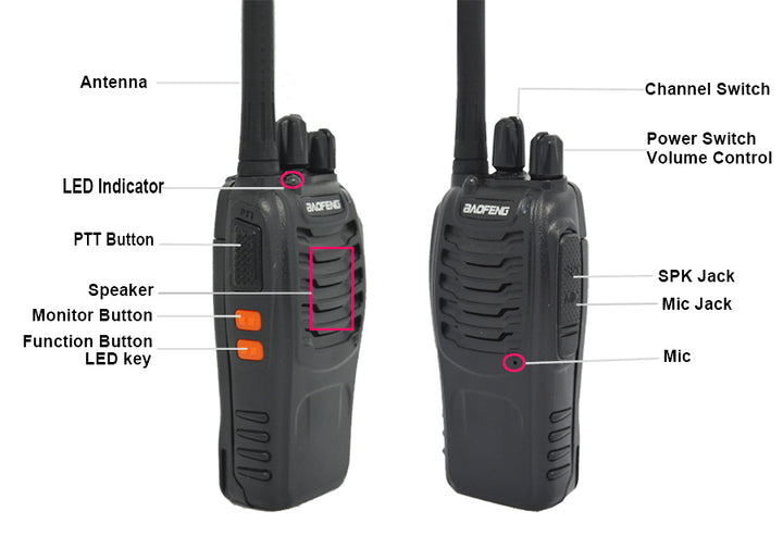 2Pcs/set Baofeng BF-888S Walkie Talkie Portable Radio Station BF888s 5W 16CH UHF 400-470MHz BF 888S walkie-talkie two-way Radio