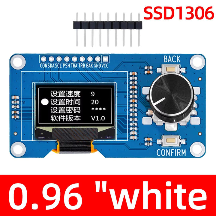 0.96/1.3 inch White Oled Display Screen Combined with EC11 Rotary Encoder Module IIC Interface for Arduinos