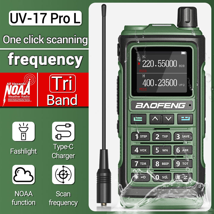 Baofeng UV-17pro M L High Power Walkie Talkie 136-520MHz Three Band Portable Handheld Two-way Radio Intercom with 1.77 inch Color Screen FM Radio Flashlight European Standard