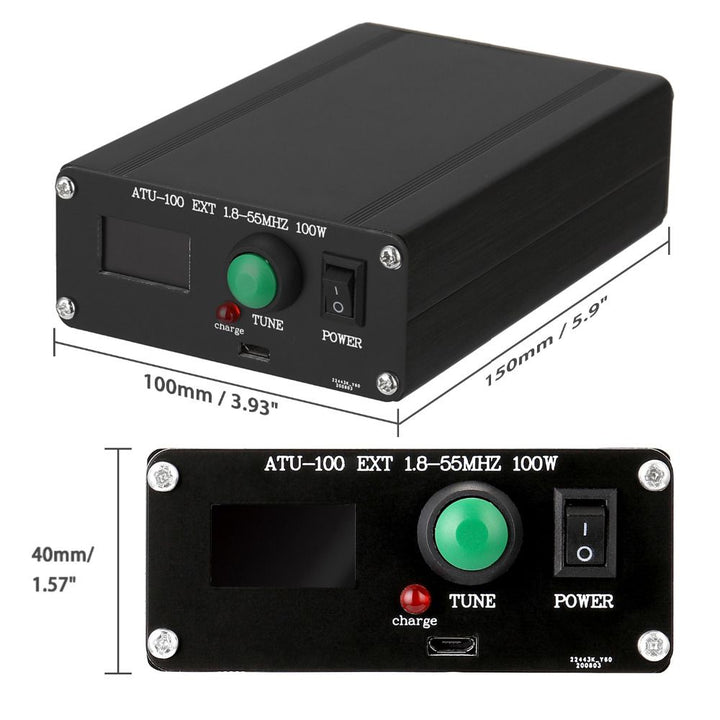 ATU-100 Mini Automatic Antenna Tuner Shortwave 1.8-55Mhz 100W Metal Accessories Assembled With Case