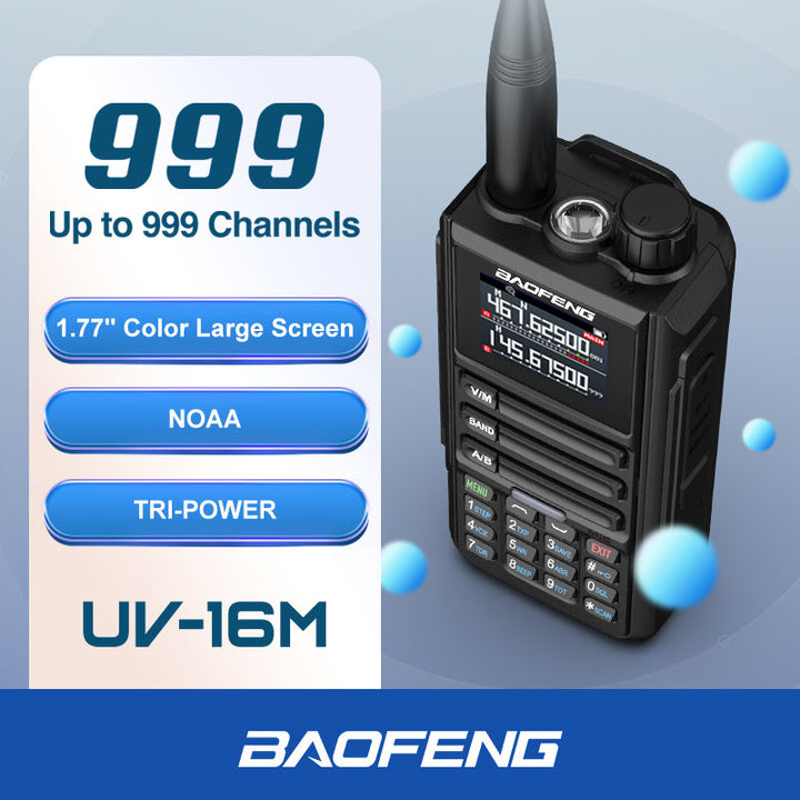 Baofeng UV16M Walkie Talkie AM FM Multi-band Long Range Powerful Two Way Radio 999 CH Wirless Copy Frequency Waterproof Transceiver NOAA Weather Walkie Talkie