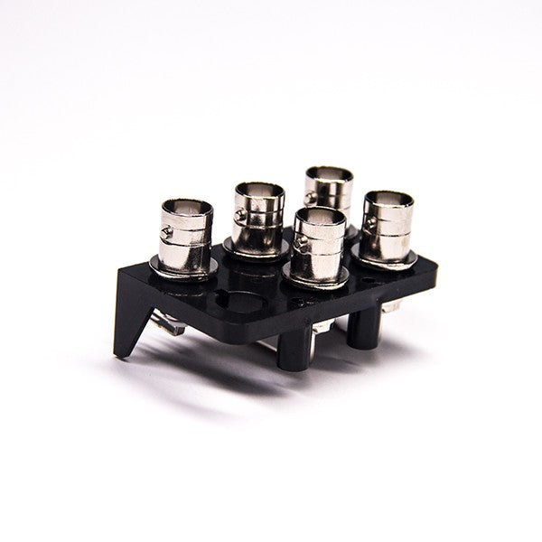 5 Holes BNC Connectors 90 Degree Female Through Hole for PCB Mount