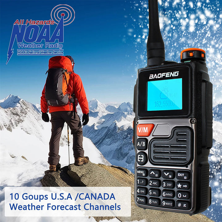 Baofeng UV-K6A Walkie Talkie Dual Band Two Way Radio 1400mAh Li-Ion Battery USB-C Charging 999 Channels NOAA Weather Alerts