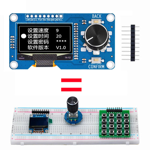 0.96/1.3 inch White Oled Display Screen Combined with EC11 Rotary Encoder Module IIC Interface for Arduinos