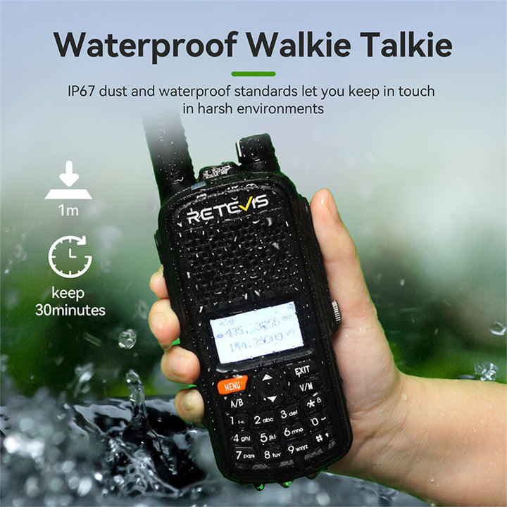 Retevis A61 AM FM Air Band Walkie Talkie GPS IP67 Waterproof Analog Ham Radio 5W Amateur Radio Station Aviation Receiving Radio Type-C Charging Transceiver Support NOAA