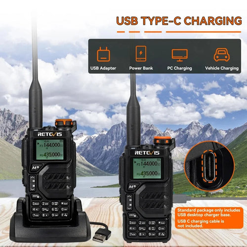 Retevis RA79 5W UV Dual Band Walkie Talkie AM FM Airband Frequency Receiving Multi-Band Receiving USB-C Charging Ham Portable Handheld Two Way Radio