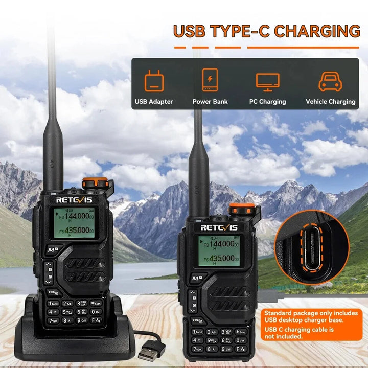 Retevis RA79 5W UV Dual Band Walkie Talkie AM FM Airband Frequency Receiving Multi-Band Receiving USB-C Charging Ham Portable Handheld Two Way Radio