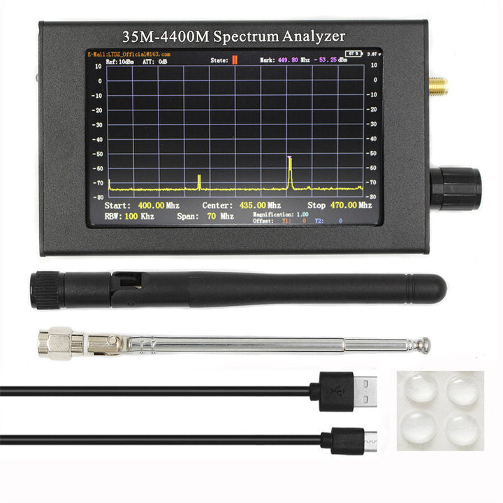 35M-4400MHz Spectrum Analyzer 4.3 inch LCD TFT Screen Handheld Simple Spectrum Analyzer Measurement of Interphone Signal