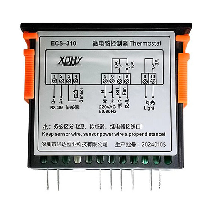 ECS-310 Freezer Refrigerator Digital Display Thermostat AC220V Electronic Temperature Controller with Refrigeration/Lighting/Fan Function