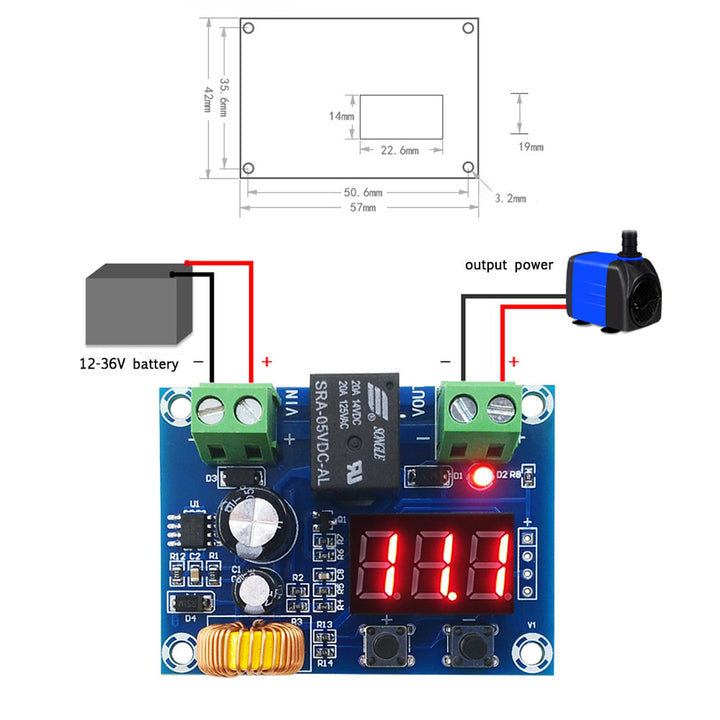 XH-M609 DC Voltage Protection Module Lithium Battery Charger Module Disconnect Output 12-36V