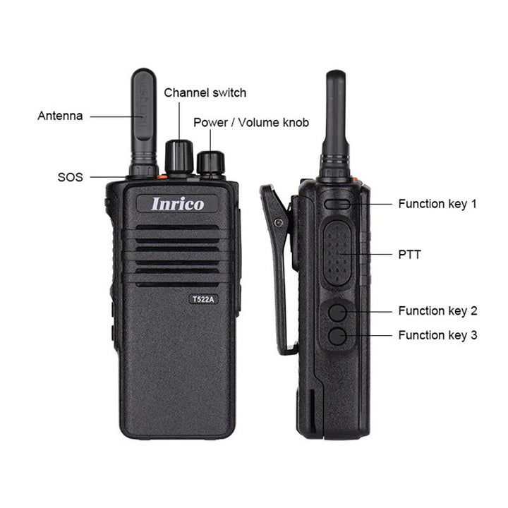 Inrico T522A 4G LTE Zello PTT Walkie Talkie Android Network Radio GPS WIFI bluetooth Noise Cancellation IP54 Waterproof Long Battery Life