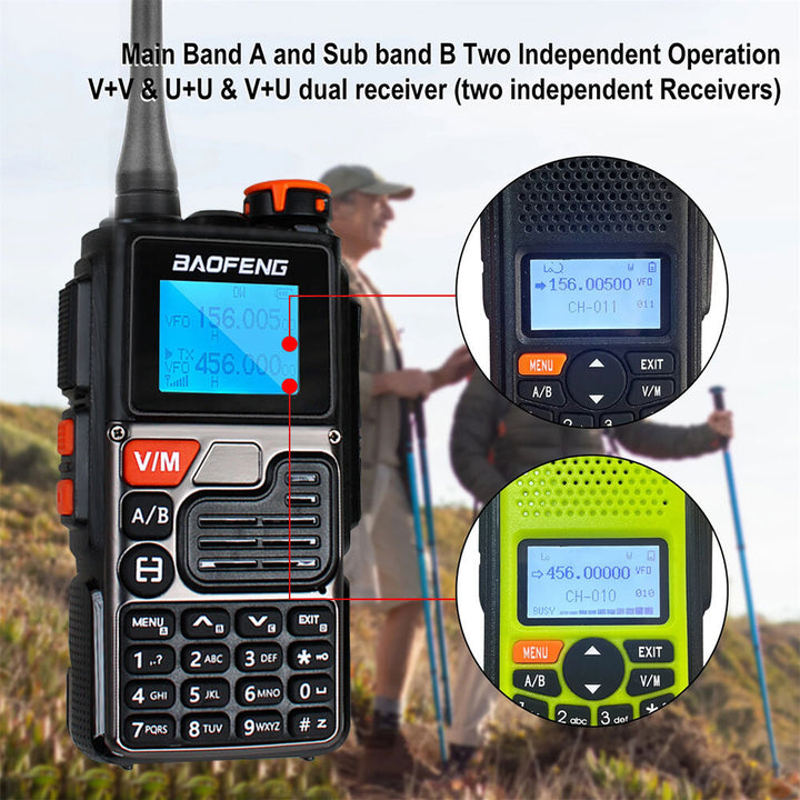 Baofeng UV-K6A Walkie Talkie Dual Band Two Way Radio 1400mAh Li-Ion Battery USB-C Charging 999 Channels NOAA Weather Alerts