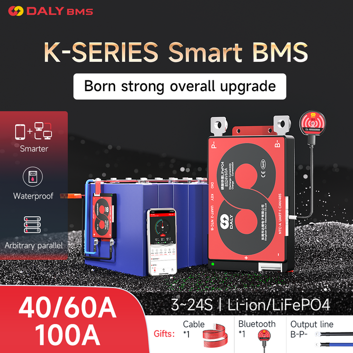 Daly BMS Smart Board Ternary Lithium Battery Protection Board with Balance+Bluetooth+RS485+CAN K-type 3~24 series with Parallel Module