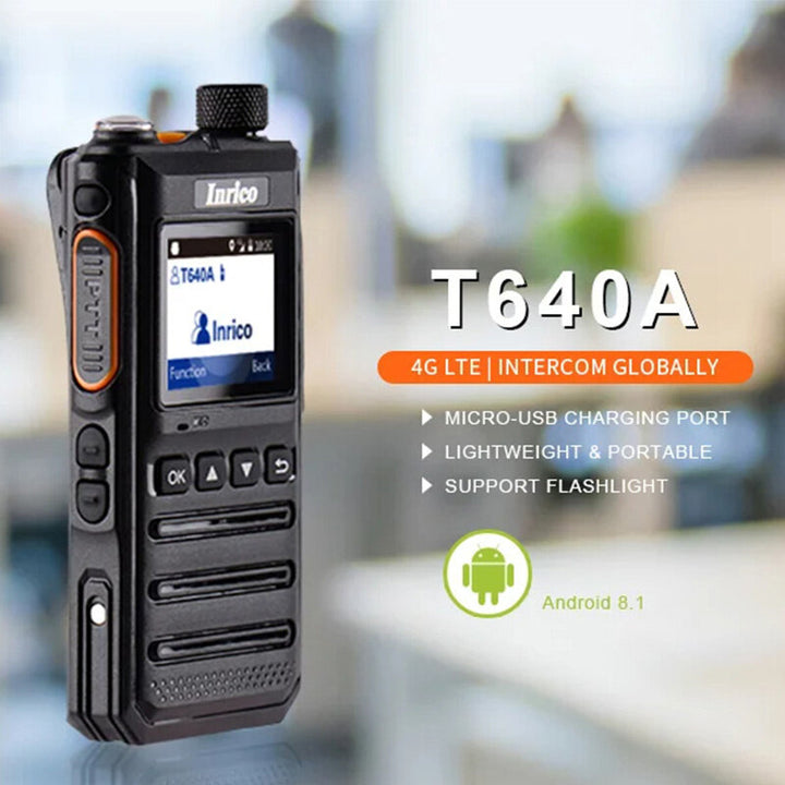 Inrico T640A Android 8.1 4G Network Walkie Talkie Separate Antenna Military POC Radio GPS bluetooth Wifi Long Battery Life Noise Cancellation