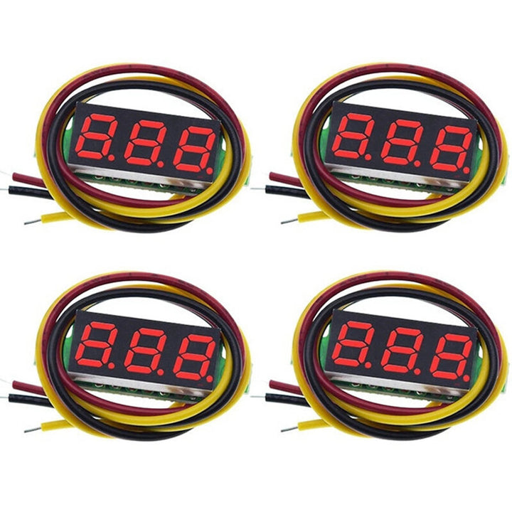 4pcs Digital Mini Digital Voltmeter 0.28Inch Three-Line 0-100V Digital Voltmeter Gauge Tester LED Display Panel Voltmeter