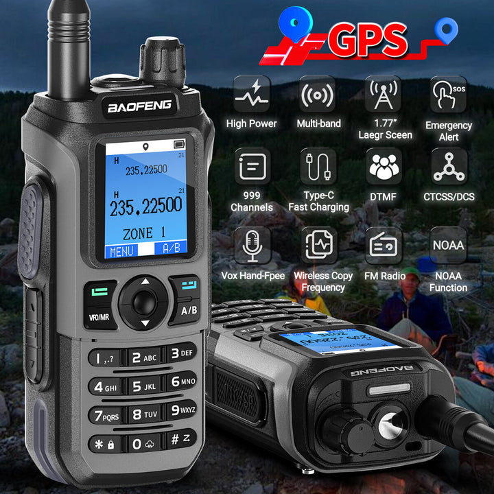 Baofeng UV-21 Pro Two-Way Radio Handheld Walkie Talkie GPS Positioning 5KM Range 999 Channels Outdoor Hiking Communication