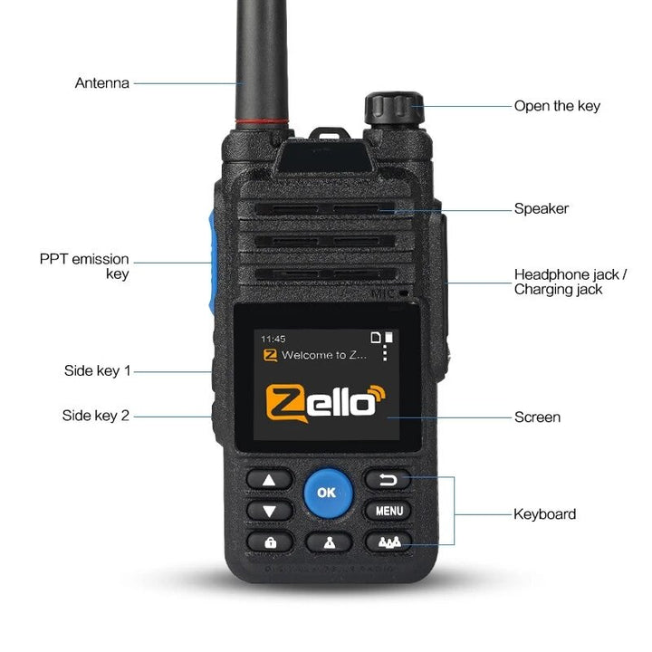 Yinitone B5 7 Mode Zello 4G Walkie Talkie 100km Long Range Mobile Radio Bluetooth Transceiver Phone Network Walkie Talkie