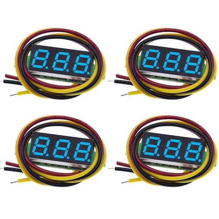 4pcs Digital Mini Digital Voltmeter 0.28Inch Three-Line 0-100V Digital Voltmeter Gauge Tester LED Display Panel Voltmeter