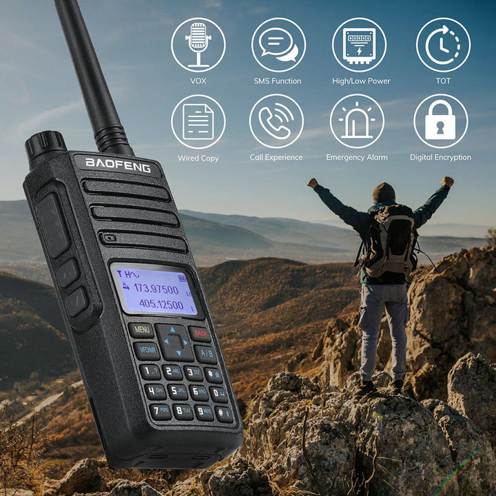 Baofeng DR-1801 5W/1W Dual Band Walkie Talkie 2200mAh Battery SMS Emergency Alarm TOT Dual Mode DRM Portable Digital Handheld Radio