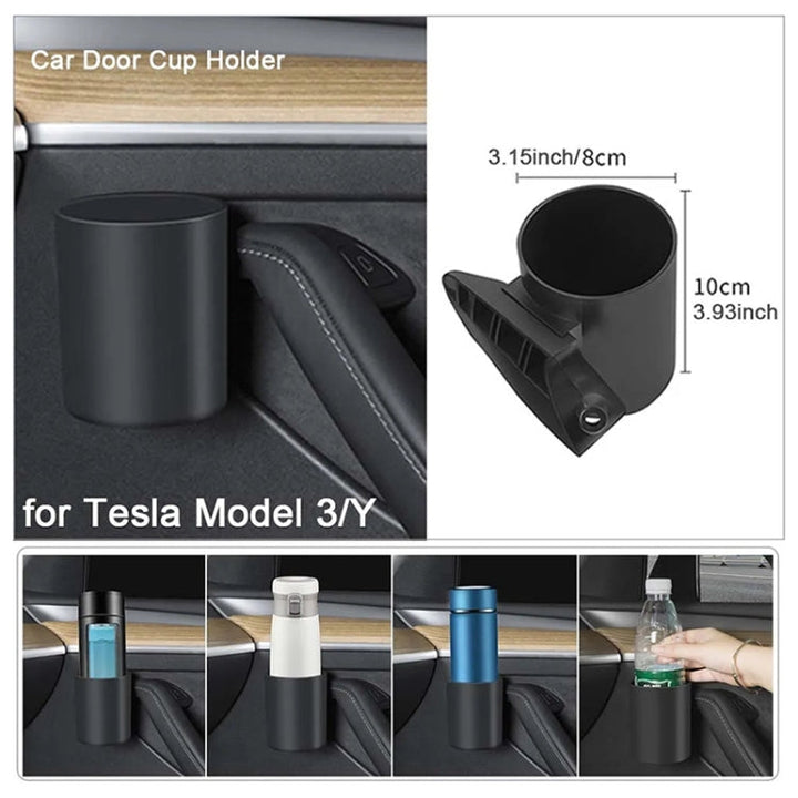 For Tesla Model Y/3 4pcs / Set Car Door Water Cup Storage Holder