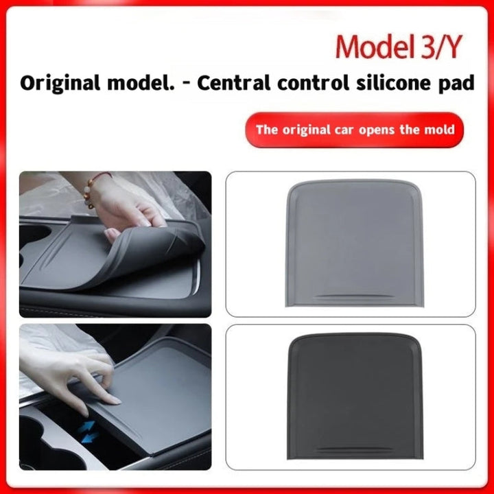 For Tesla Model 3/Y Car Center Console Silicone Anti-slip Protective Mat