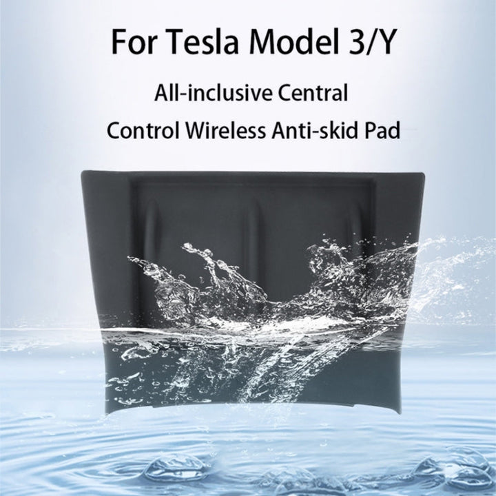 For Tesla Model 3/Y Car Center Console Phone Wireless Charging Silicone Anti-slip Mat