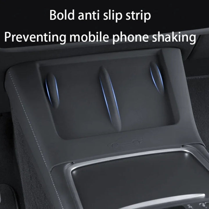 For Tesla Model 3/Y Car Center Console Phone Wireless Charging Silicone Anti-slip Mat