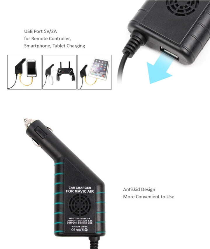 2 in 1 Car Charger forDJIMavic Air Remote Controller & Battery