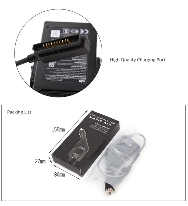 2 in 1 Car Charger forDJIMavic Air Remote Controller & Battery