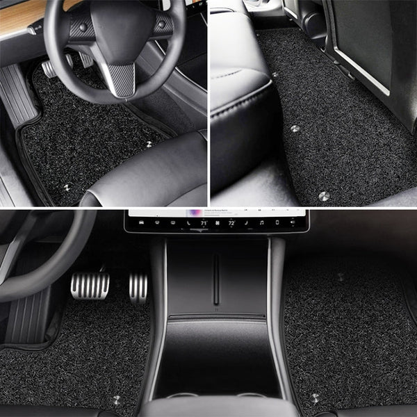 3 in 1 Car Double Anti-skid Wired Ring Foot Mat for Tesla Model 3