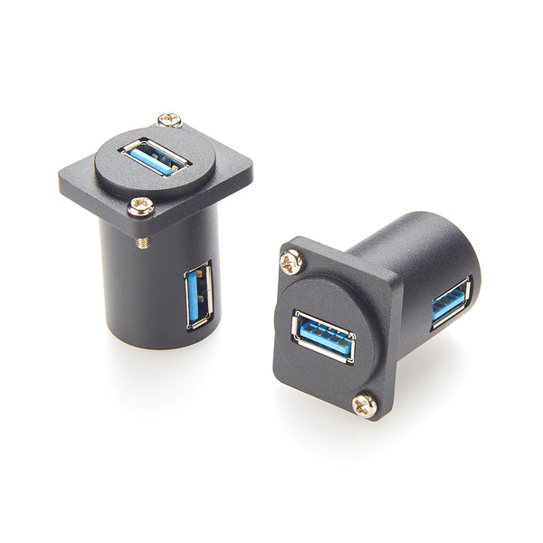 D-Type Module coupler Right USB 3.0 Feedthrough Bulkhead Connector Type A  USB 3.0 Panel Mount Bulkhead adapter Female to Female-1 Pcs