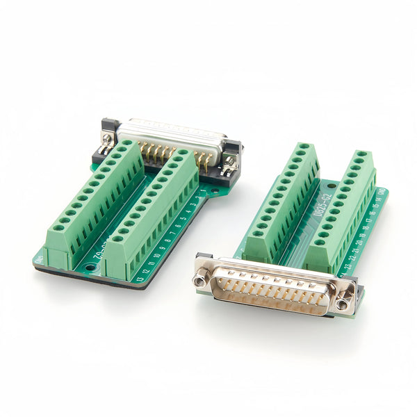 DB25 D-SUB Male and Female Port Breakout Board Connector 25 Pin 2-Row Adapter RS232 Solderless PCB Board to Terminal Block-1 Pcs