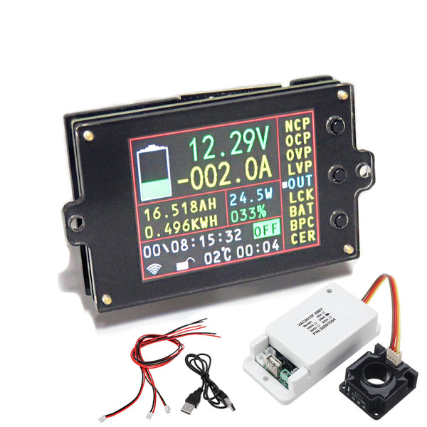 DC 500V 50/100/200/300/500A Wireless Voltage Meter Ammeter Coulometer Capacity Power Detector Tester